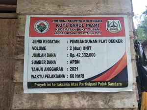 Kegiatan Dana Desa Kute Darul Imami Diduga Mark’Up