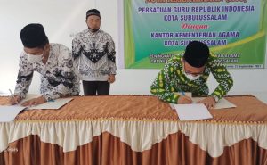 Kemenag dan PGRI Subulusalam Teken MoU Peningkatan Kualitas Pendidikan Agama