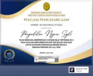 PN Lhokseumawe dan PN Sigli Terima Penghargaan EIS dari Mahkamah Agung