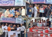 PT WU, SBA, dan Warga Meusara Agung Titip Bantuan Korban Bencana Melului Posko PWI Aceh Peduli