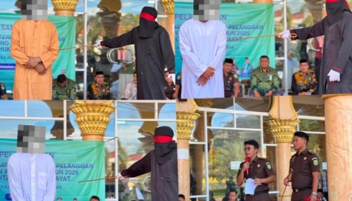 Eksekusi Cambuk Digelar di Masjid Agung Tapaktuan, 8 Terpidana Jalani Uqubat, 5 Lainnya Berhalangan