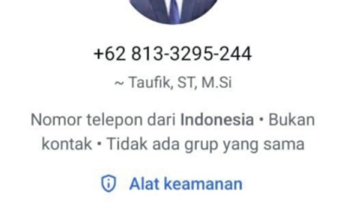 Waspada Nomor WhatsApp Catut Nama Plt Sekda Aceh Taufik